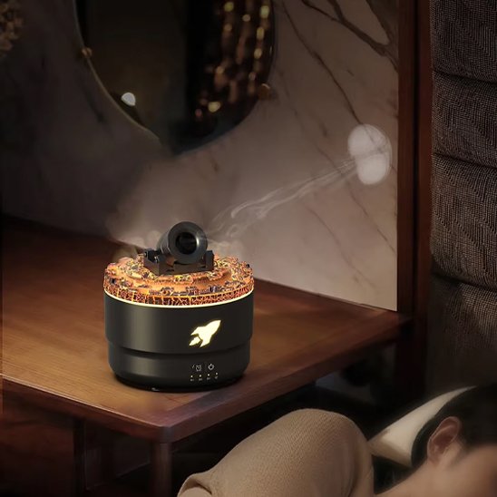 Diffuseur d'huiles essentielles noir lumiĂšre orange