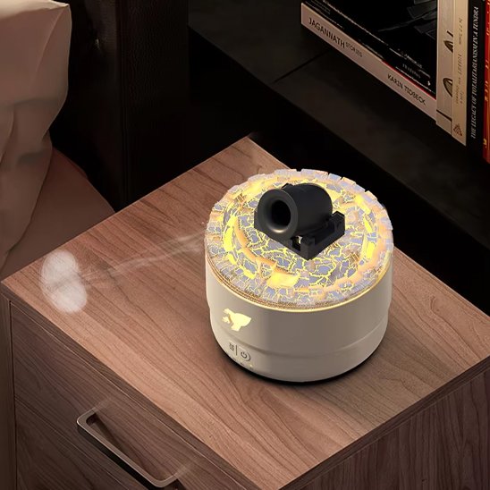 Diffuseur d'huiles essentielles blanc lumière orange