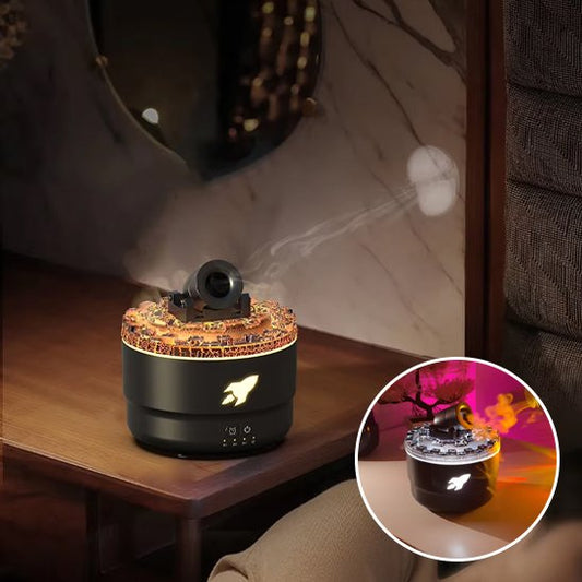 Diffuseur d'huiles essentielles noir présenté sur table