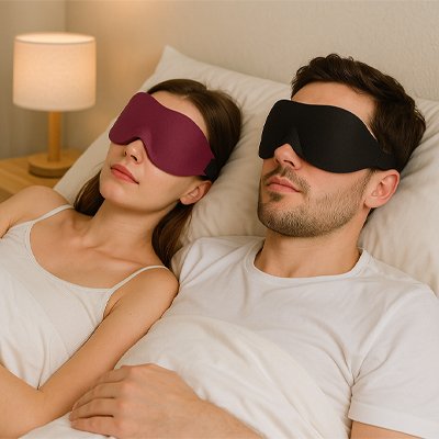 Masque de sommeil sur yeux d'un couple
