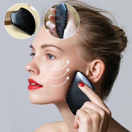 Présentation pierre gua sha et application sur joue