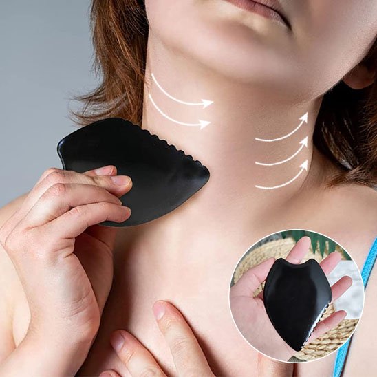 Sens du mouvement sur cou de pierre gua sha